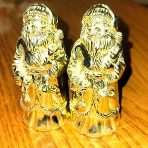 Vintage  godinger gold santa salt and pepper shakers